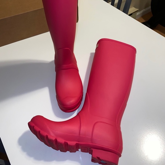 HUNTER Tall Pink Rain Boots Size 6 - Picture 11 of 16